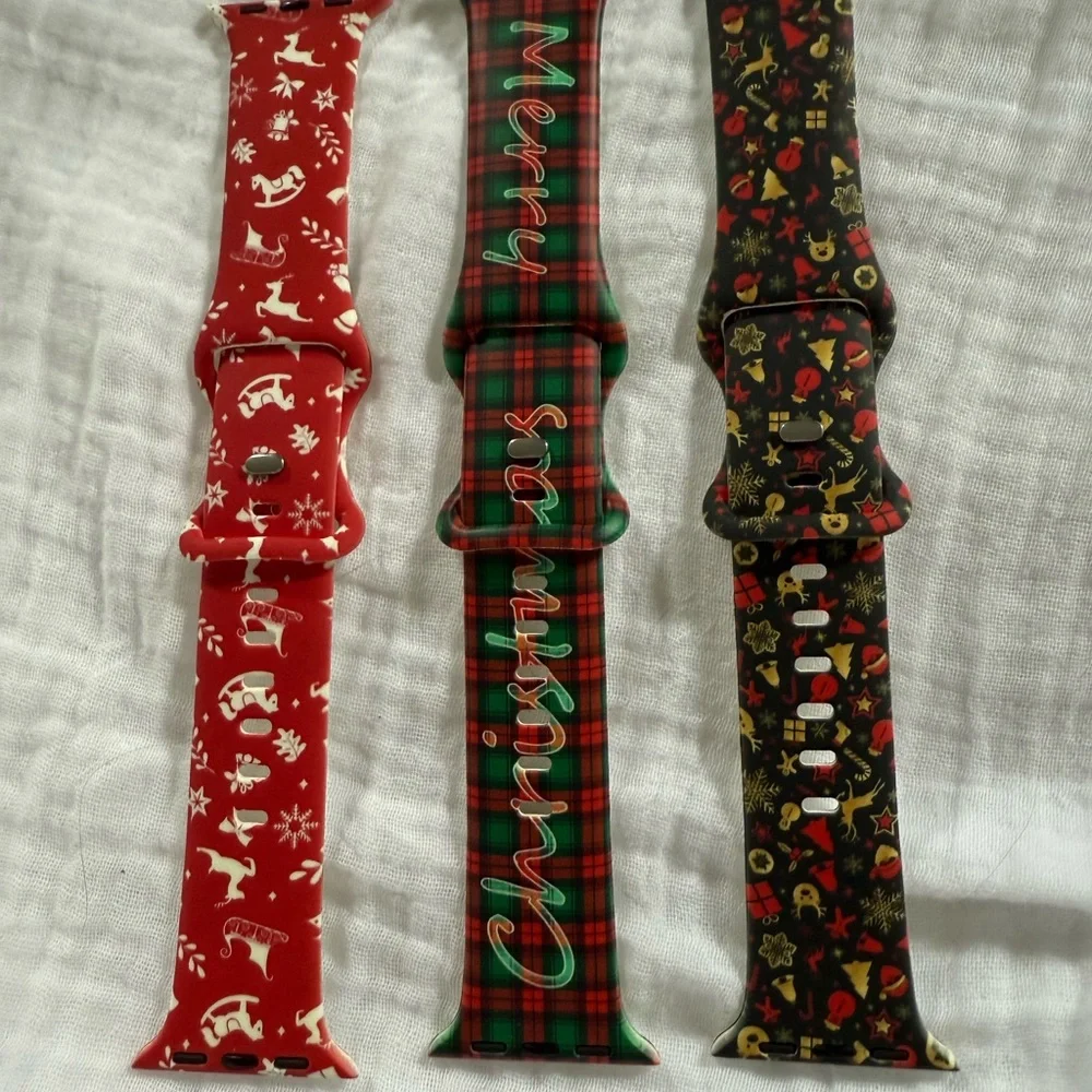 Festive Christmas Print Apple Watch Bands Set - Picture 1 of 5